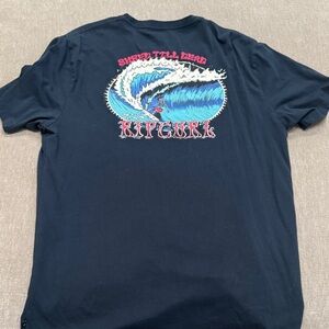 Rip Curl Navy Short-Sleeve Surf Graphic Tee with Blue Wave Art